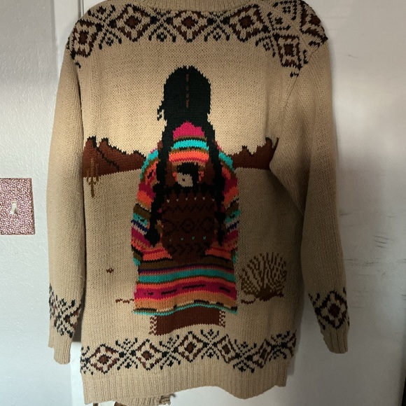 Catcher large cardigan sweater, Native American, Indian bison, buffalo vintage - Picture 2 of 11